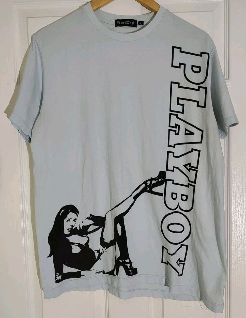 Men's PlayBoy Graphic T-shirt Light Blue - Large